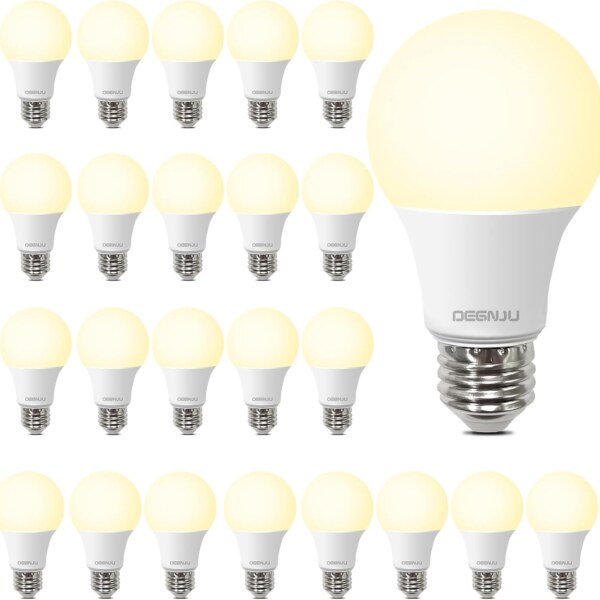 DEGNJU LED Light Bulbs Soft White 2700K, 60 Watt Equivalent LED Bulbs, A19 Standard Bulbs, 24 Pack