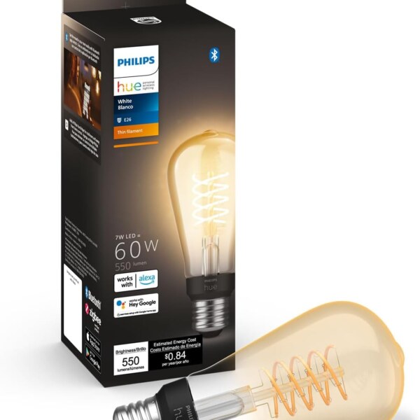 Philips Hue 571125 Dimmable Warm White Vintage Smart ST19 Edison Bulb