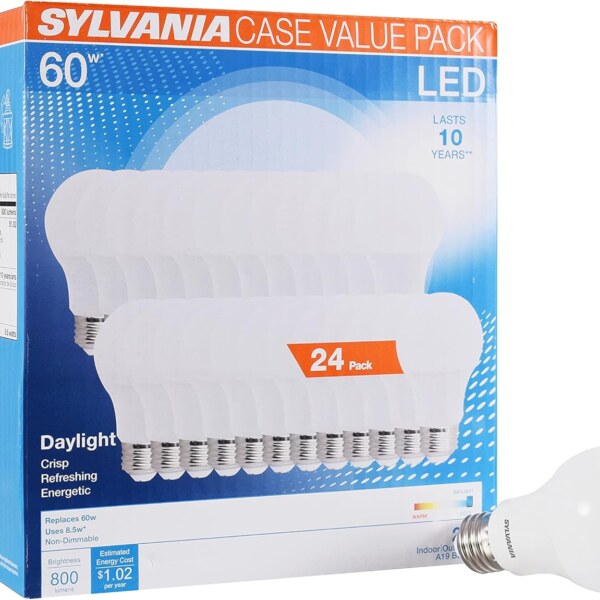 SYLVANIA LED A19 Light Bulb, – 24 Count (Pack of 1)